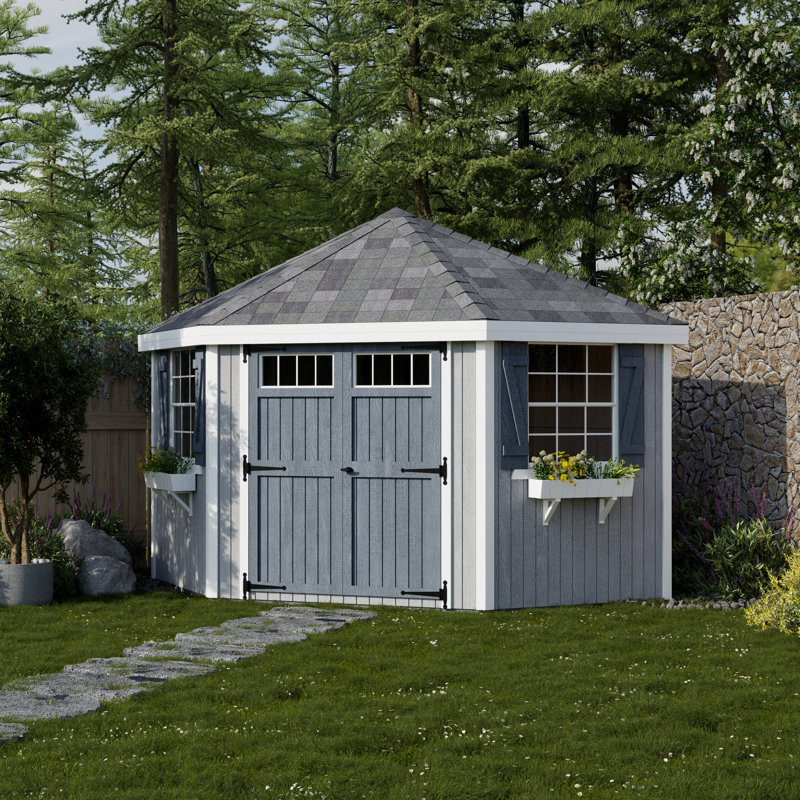 Colonial Five Corner Outdoor Wood Storage Shed, Yes