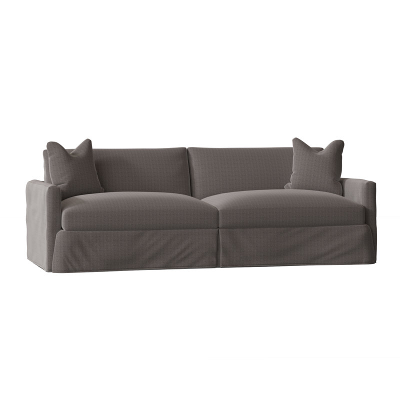 Hartig 94'' Slipcovered Sofa, Zuma Charcoal Textured Linen
