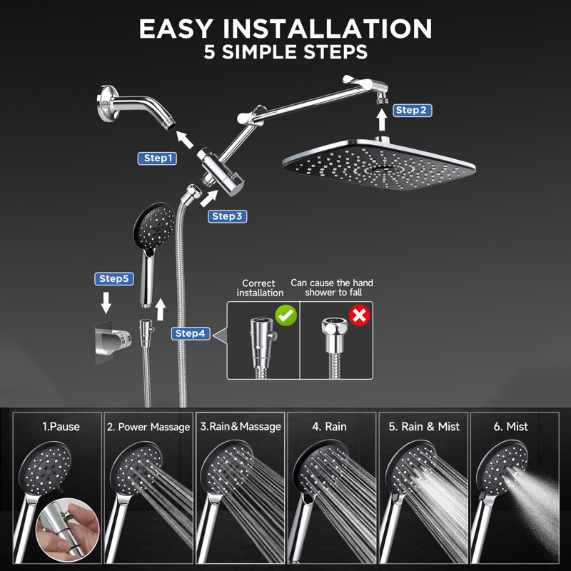Luxurious Dual Shower Head Combination, Chrome