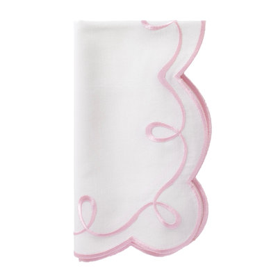 Ribbon Twirl Cotton Blend Scalloped Napkins