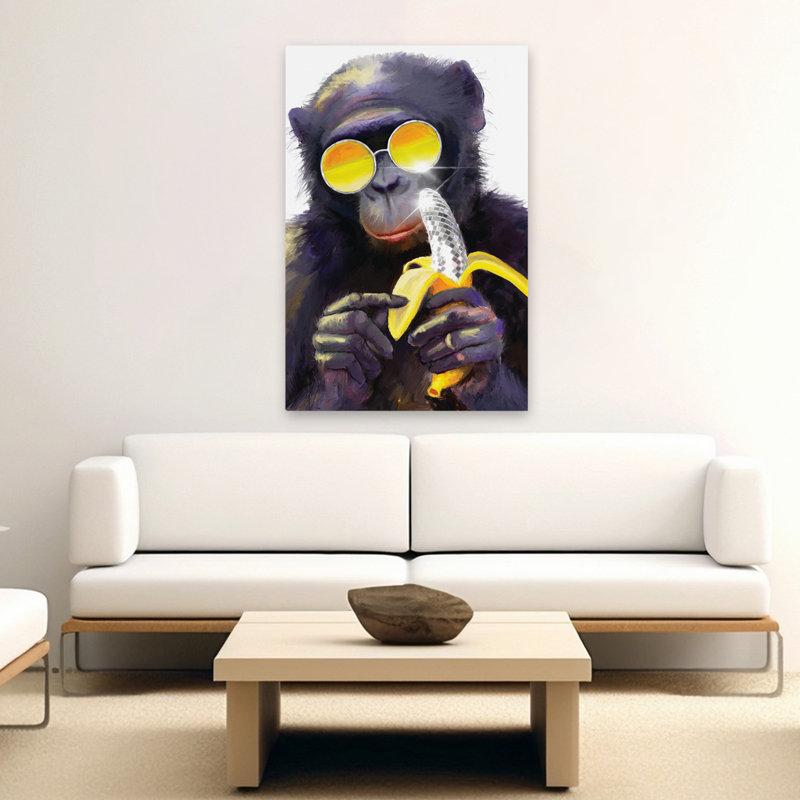 Go Bananas - lunettes de soleil contemporaines pour chimpanzés, art banane disco, H 60 po x l 40 po
