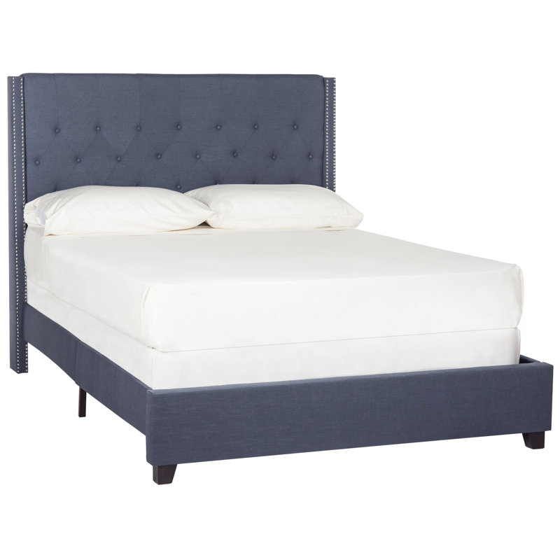 Wampler Upholstered Standard Bed, Full, Navy