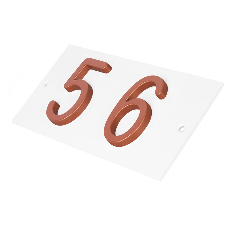 Plaque d'adresse horizontale en aluminium Royal Shade, Cuivre, Oui, Blanc