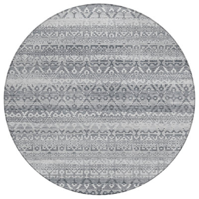Machine Washable Indoor/Outdoor Xhevrie Gray Rug