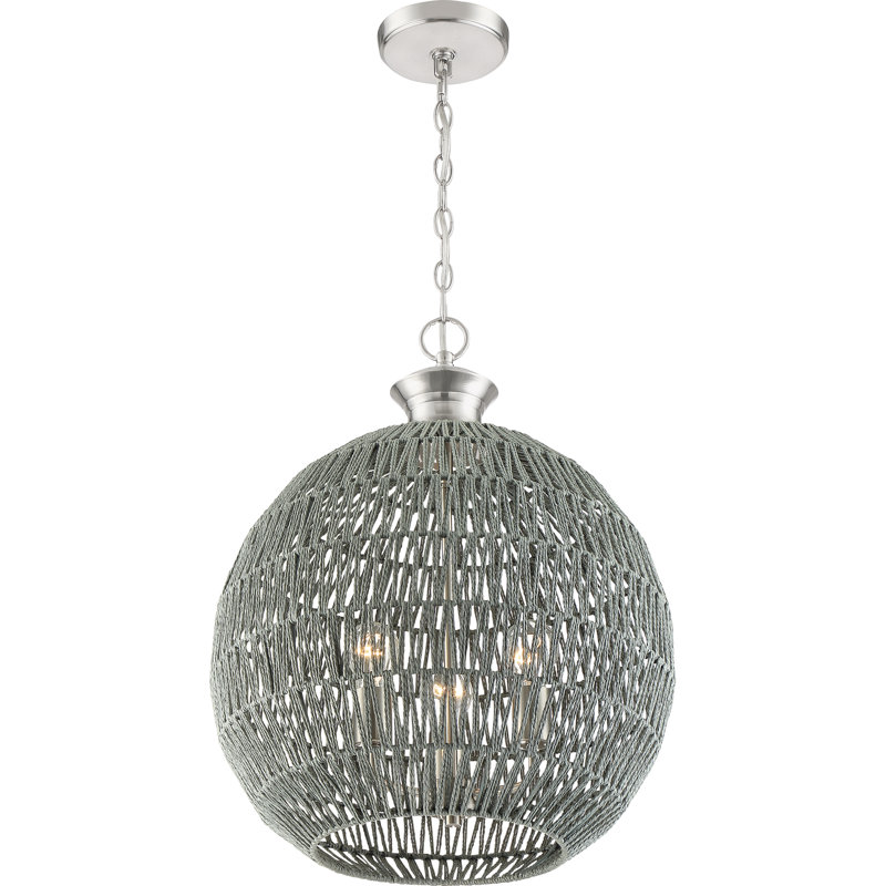 Lustre unique à 3 lumières sphériques, argent, Gris