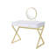Bureau blanc et doré avec miroir et plateau de rangement pour bijoux | Idée de cadeau