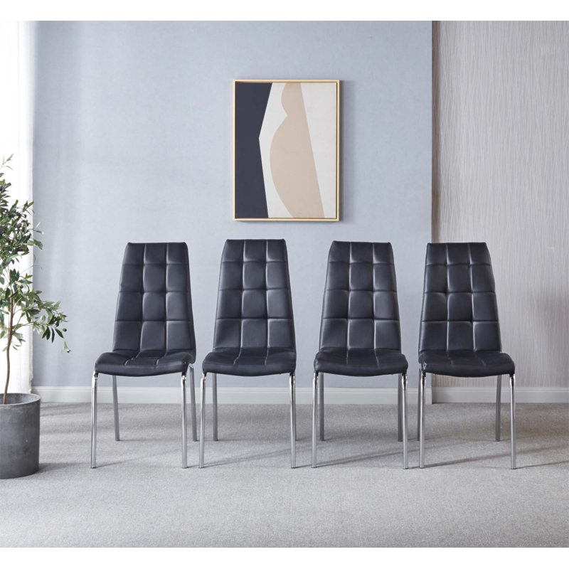Ensemble de 4 chaises de salle à manger en similicuir de style moderne avec treillis en métal, confortables et élégantes