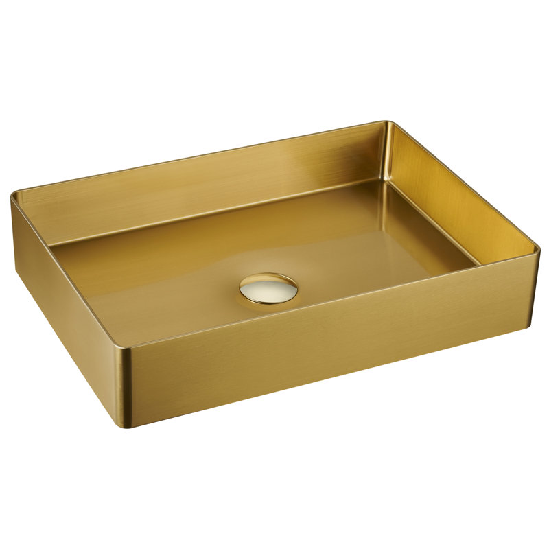 Karran Cinox 15.75'' Stainless Steel Rectangular Bathroom Sink, Gold
