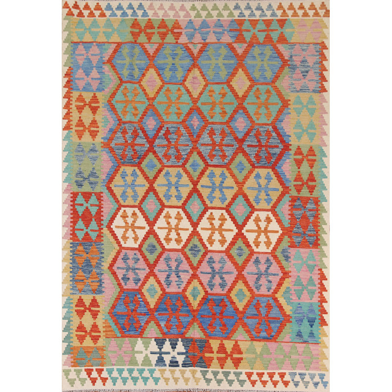 Tapis géométrique Kilim 7 x 9