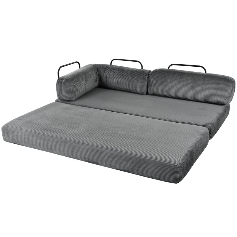 Canapé-lit modulaire en forme de L Cniyah, Polyester gris