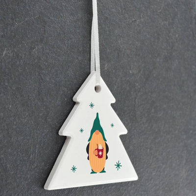 Carley Festive Gonk Hot Chocolate Tree Shaped Ceramic Ornament