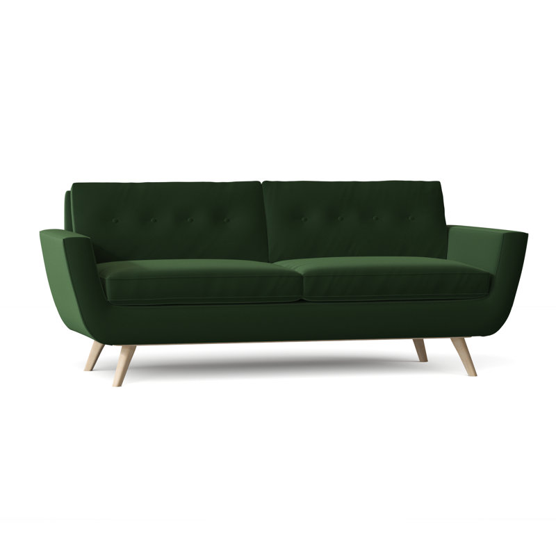 Canapé à accoudoirs carrés de 85 po avec coussins réversibles Callie, 60 pouces, Émeraude, Naturel