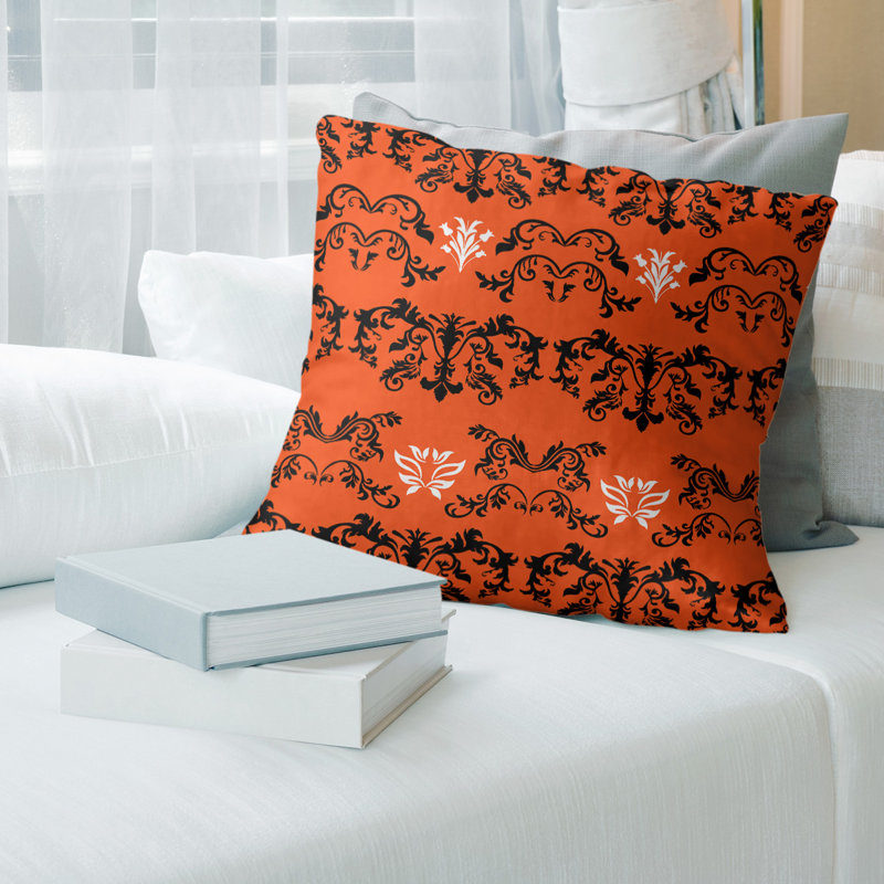 Housse de coussin Cincinnati Football Baroque, Faux lin, Orange / Noir / Blanc, 20 po X 20 po