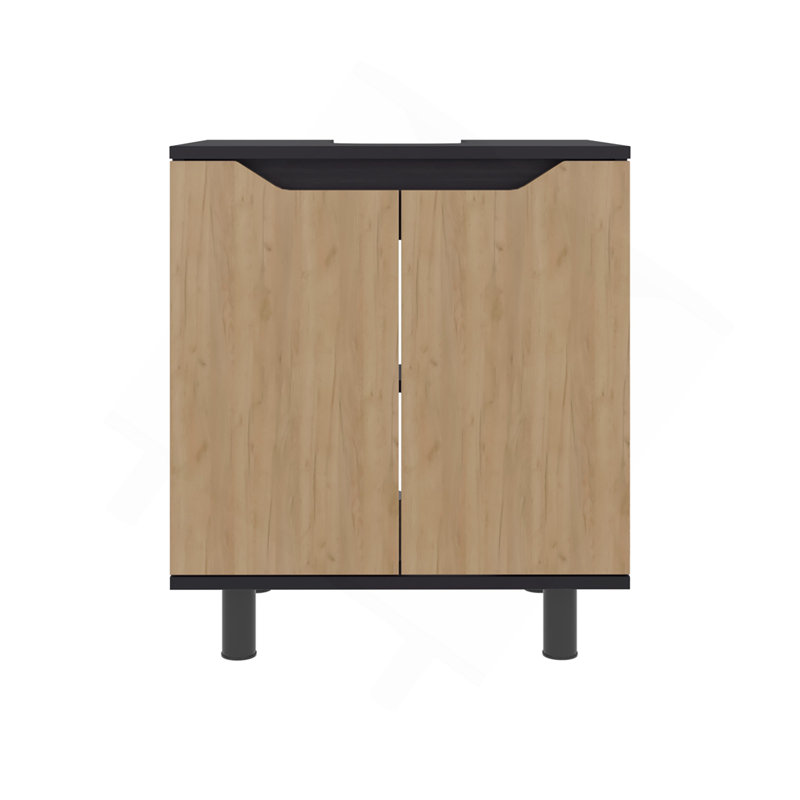 Armoire encastrée avec deux portes et tablettes de rangement intérieures Marlo, Noir