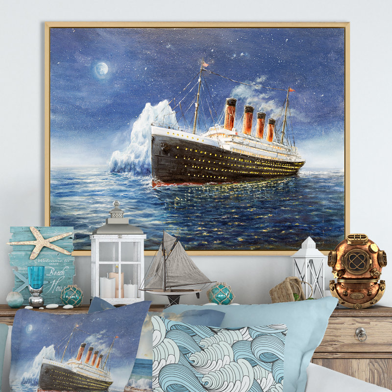 Titanic - reproduction sur toile, H 30 po x l 40 po x P 1,5 po, Toile naturelle avec cadre flottant