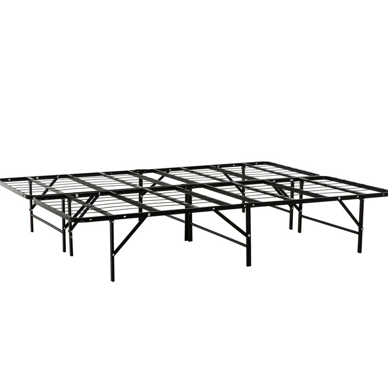King Size Metal Mattress Support Frame, Build, No Box Spring, Black, Great Support, Under Storage Available Foundation Construction, Ample Storage, Quick Assembly