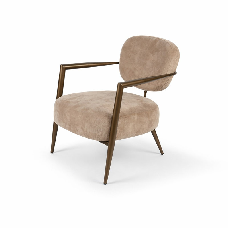 Fauteuil d'appoint rembourré avec structure moderne en métal, fauteuil de détente Mid-Century confortable, fauteuil d'appoint robuste et confortable