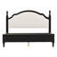 Lit plateforme contemporain en bois avec tête de lit en tissu doux-1752187570