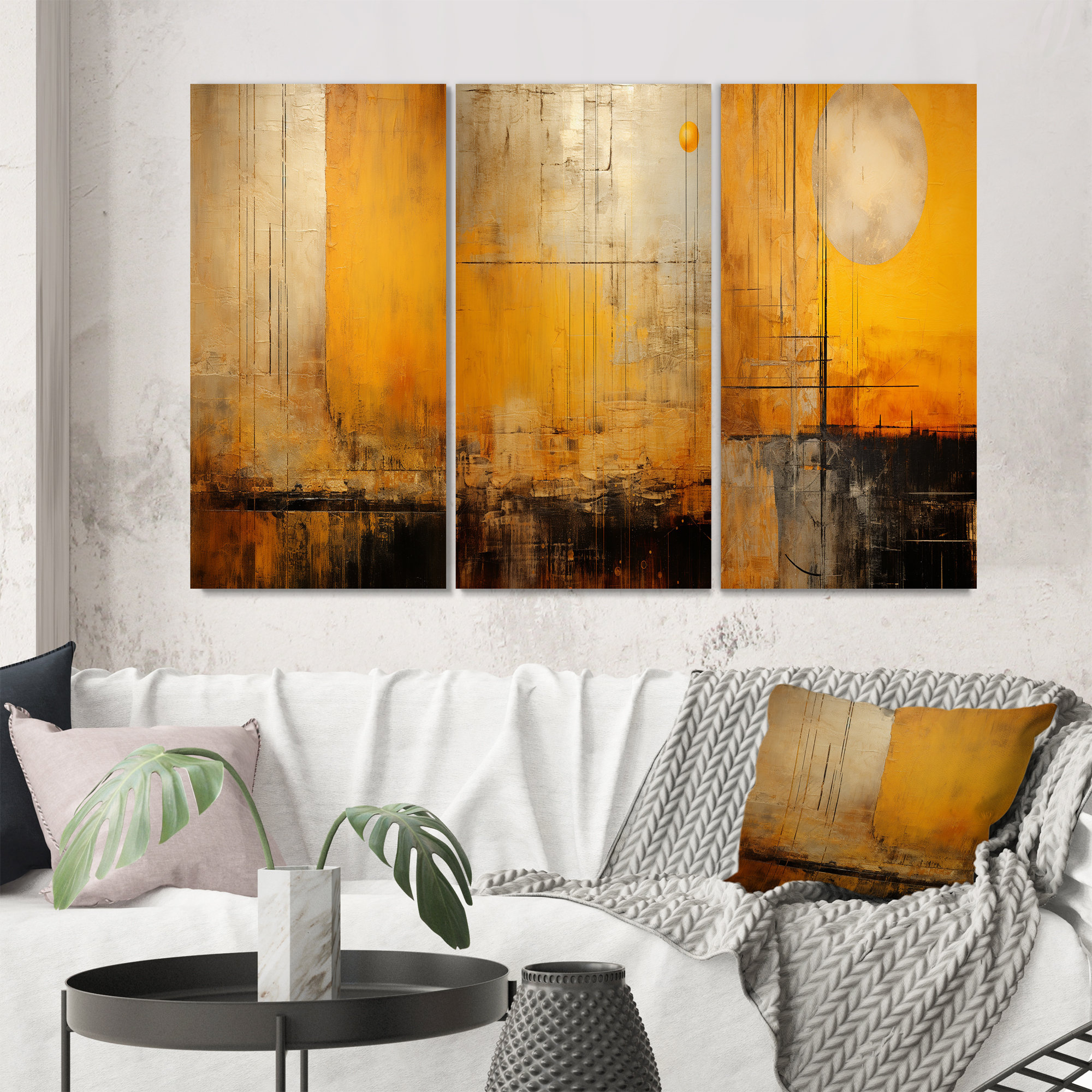 Ivy Bronx " Full Moon Rustic Memories III " 3 - Pieces on Canvas | Wayfair