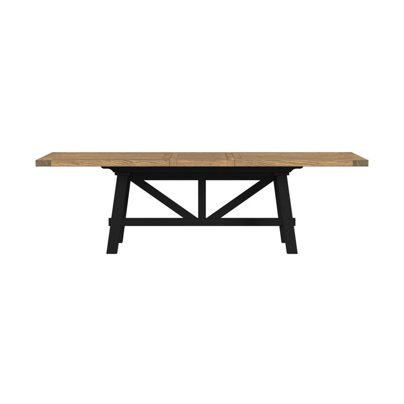 Table à tréteaux Danielville 40x82-104 ", blé rustique et corbeau