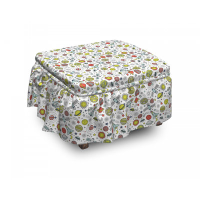 Ensemble de housse pour repose-pieds à coussin de boîte 2 pièces cosmos moon spacey