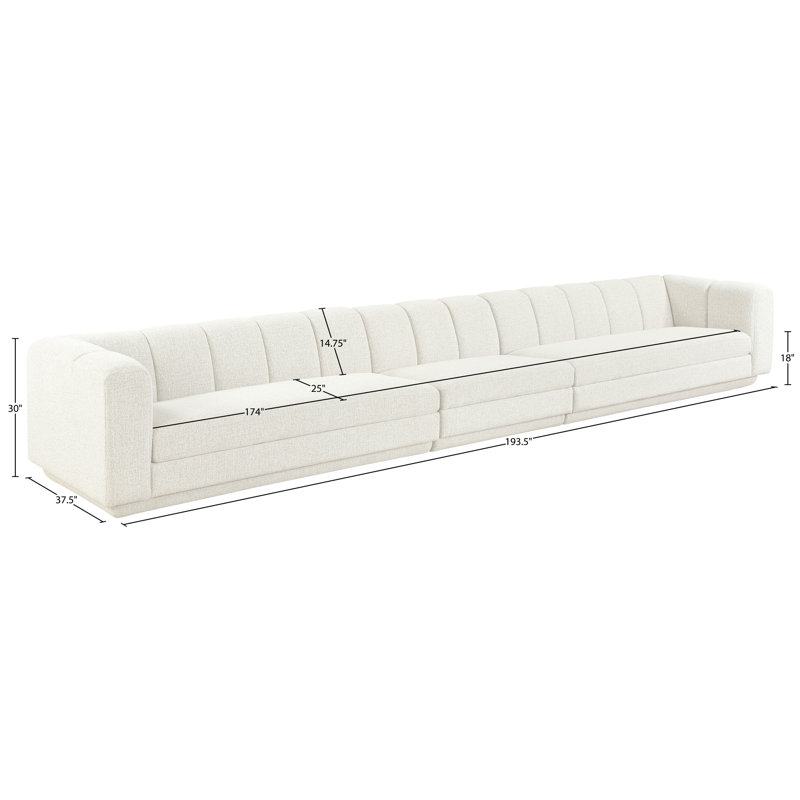 Tissu Chiquita rembourré 3 pièces Canapé modulaire, Crème