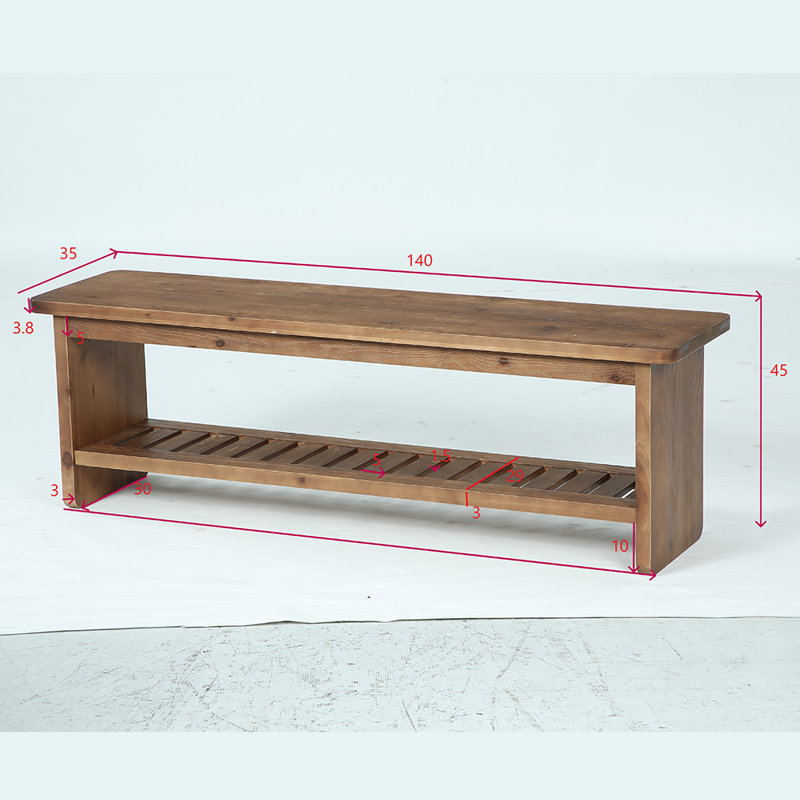 Upholstered Bench with Shelves