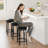 24" Swivel Bar Stools Set of 2, PU Leather Seat, Metal Frame, Backless, Kitchen Island, Black-284062706-284062707