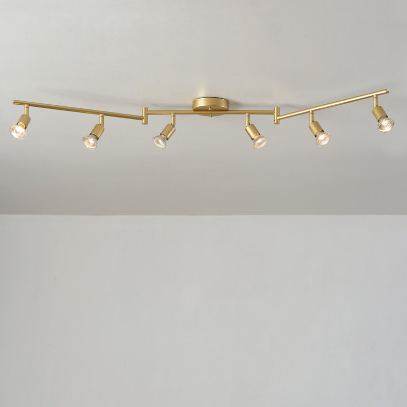 Éclairage sur rail pliable 6 lumières Payton, laiton peint