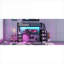 Lit mezzanine pleine grandeur tout-en-un avec rangement, structure en métal compacte avec bureau en forme de L, garde-robe et lumières DEL, noir élégant pour enfants, adolescents et adultes