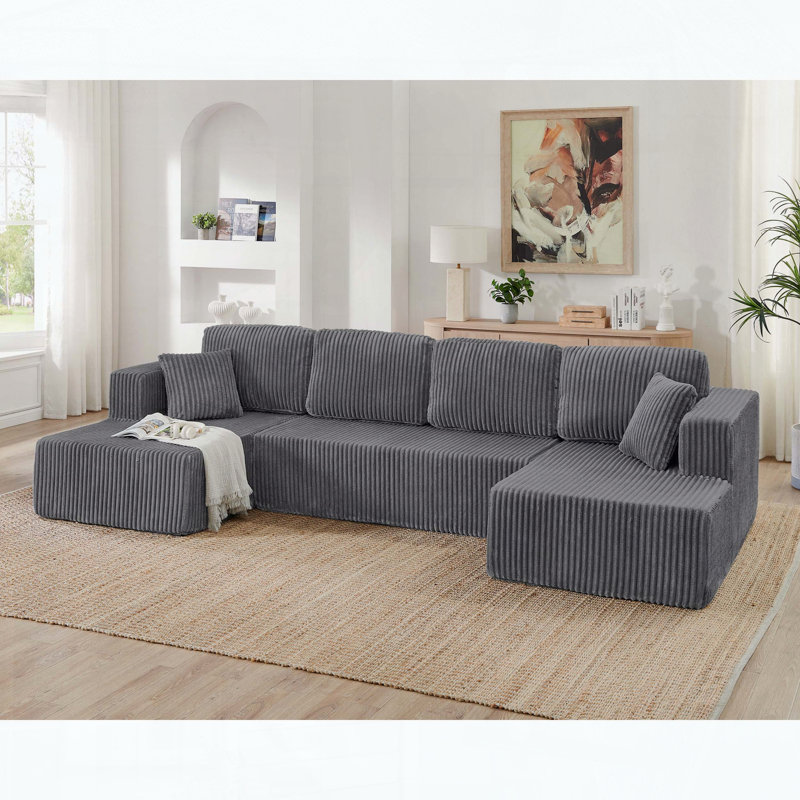 Canapé modulaire en U sans assemblage requis, Gris