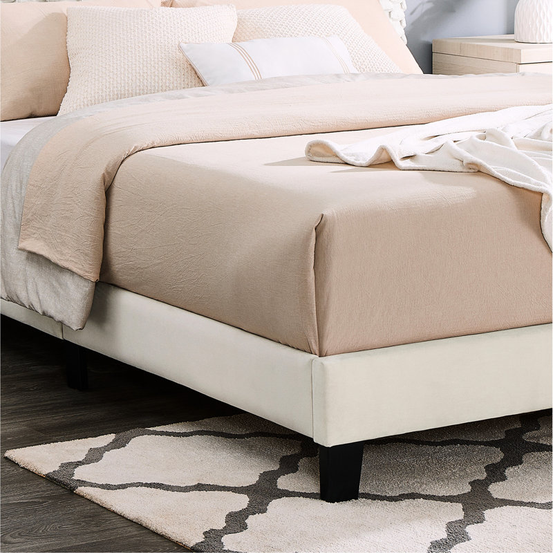 Lit simple tapissier simple en tissu respirant et mousse avec panneaux de tête de lit de conception moderne, Bois, Lit simple