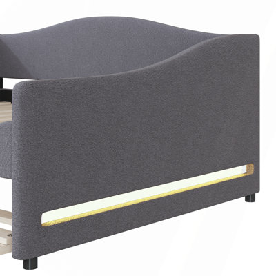 Teddy Fleece Full Size Upholstered Daybed With Light And Trundle