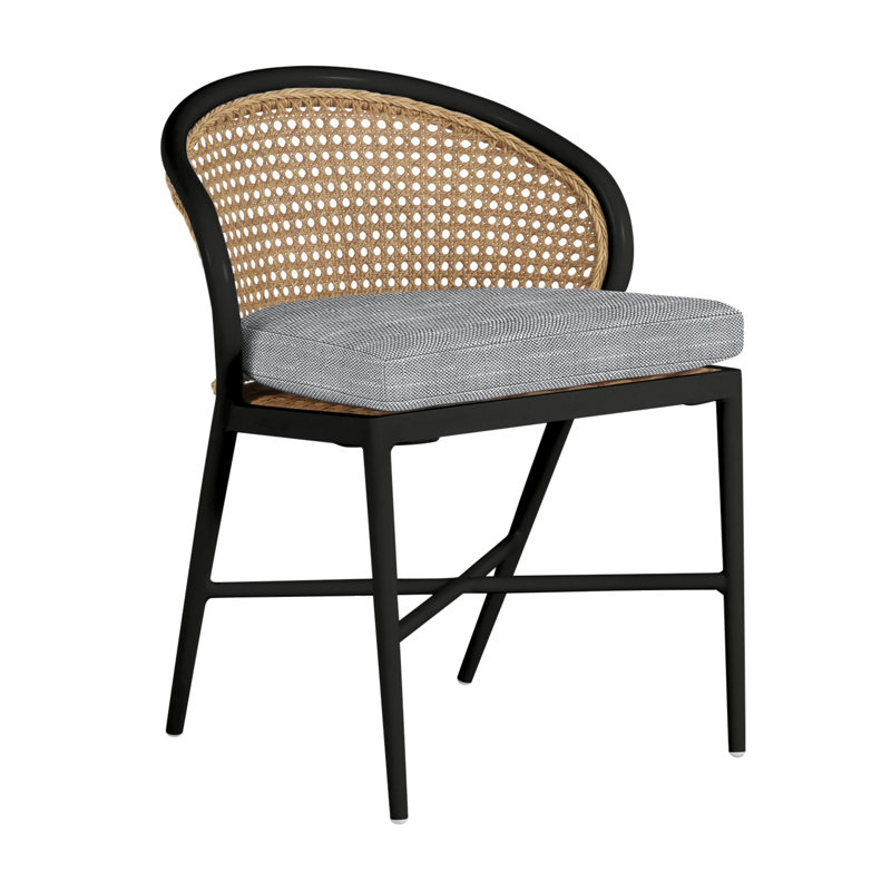 Chaise d'appoint d'extérieur Havana Cane N-Dura, Pas de soudure, Noir, noir, noir, noir, Verona Mist