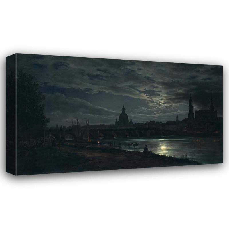 «View of Dresden by Moonlight» par Johan Christian Dahl - Art mural sur toile tendue avec châssis, H 24 po x l 17 po