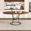 Table de salle à manger extensible de 43 pouces pour 4 à 6 personnes, table de cuisine de ferme extensible avec tablette de rangement et base en métal, table extensible en bois brun et noir de 43 à 59 pouces, grande table ronde pour la maison