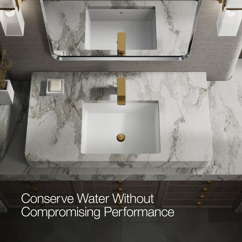 Parallel Single Hole Bathroom Faucet, Vibrant Brushed Moderne Brass