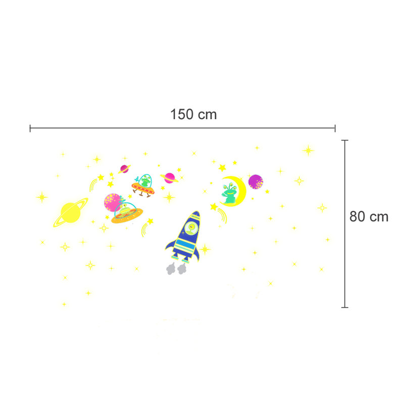 Décalcomanie murale lune et étoiles galaxy