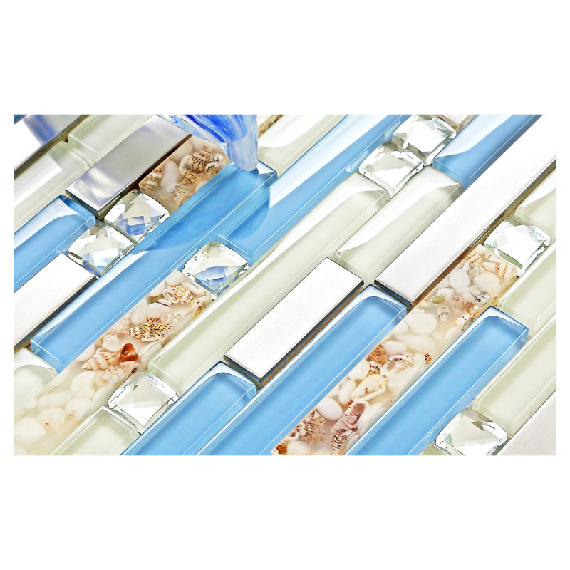 Glass/Seashell Linear Mosaic Wall Tile