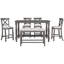 Ensemble de table de salle à manger 6 pièces à hauteur de comptoir avec 4 chaises et un banc pour la salle à manger-773109697