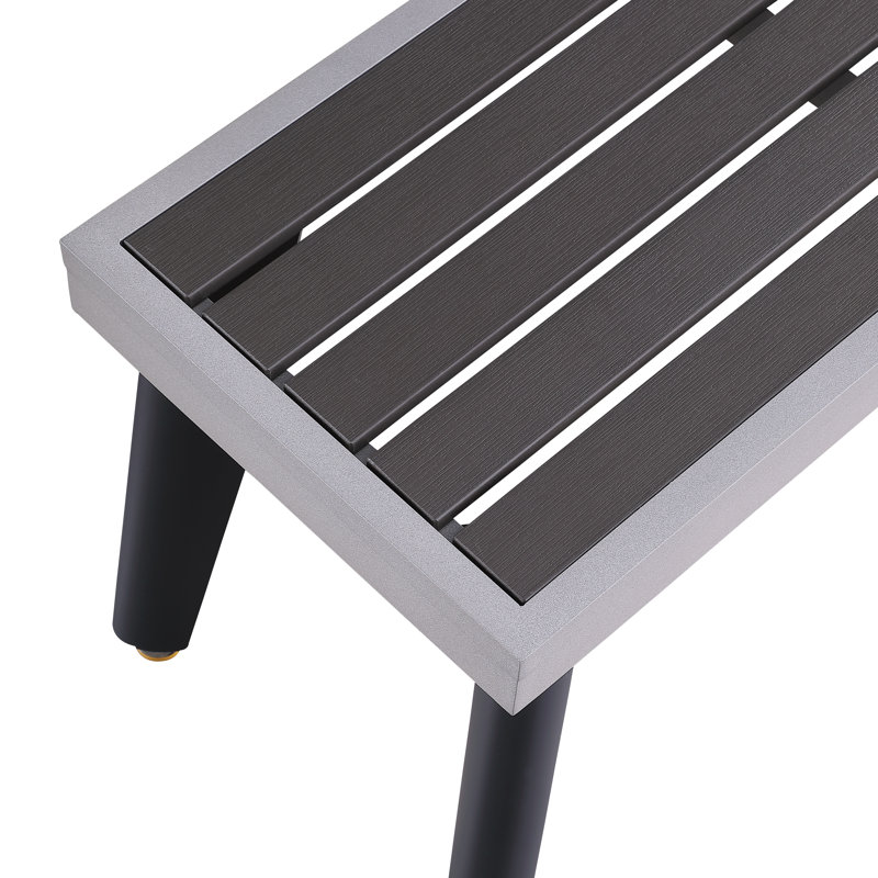 Santorini 82" Gray Aluminum Slate Outdoor Pool Table with Benches
