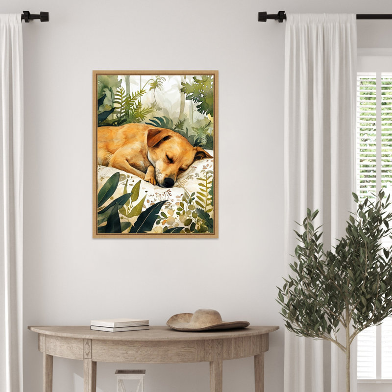 «Dogs Life Pillow Time» par Ilora, reproduction d'art sur toile encadrée, H 24 po x l 18 po