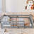 Full Size Montessori Floor Bed with Safety Guardrails, Solid Wood Kids Bed, Gray-1700990210-1700989694