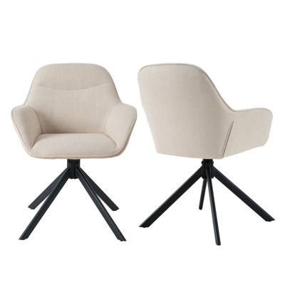 48.5cm H Linen Upholstered Dining Chair - Ergonomic back