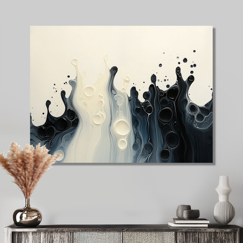 «Drip Paint Wave», rythmique, éclaboussures de sérénité, H 34 po x l 44 po, Toile tendue, Ne s’applique pas