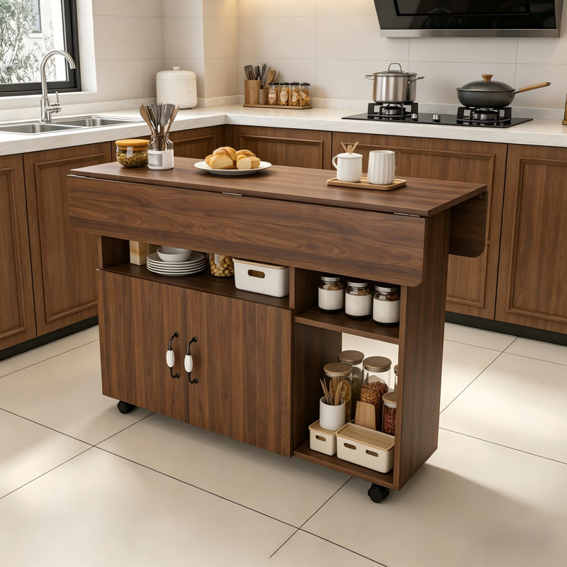 This Multi-Functional Folding Table Features A Storage Rack And Casters, Making It Suitable For Small Apartments, Kitchens, Dormitories, And Offices.