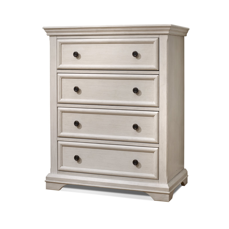 36" W 4-Drawer Solid and Manufactured Wood Chest, Brushed Ivory