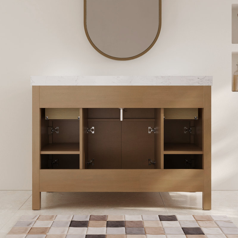 48" Pre-assembled Single Bathroom Vanity with Engineered Marble Top, Soft Closing and Splash Guard