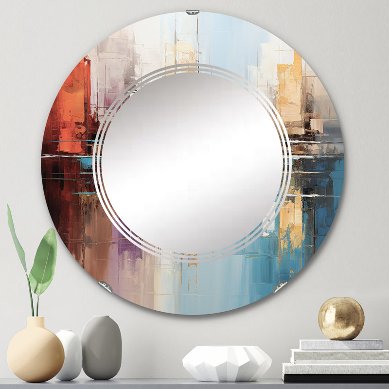 Berkine - Miroir mural abstrait rond, 24 po x 24 po