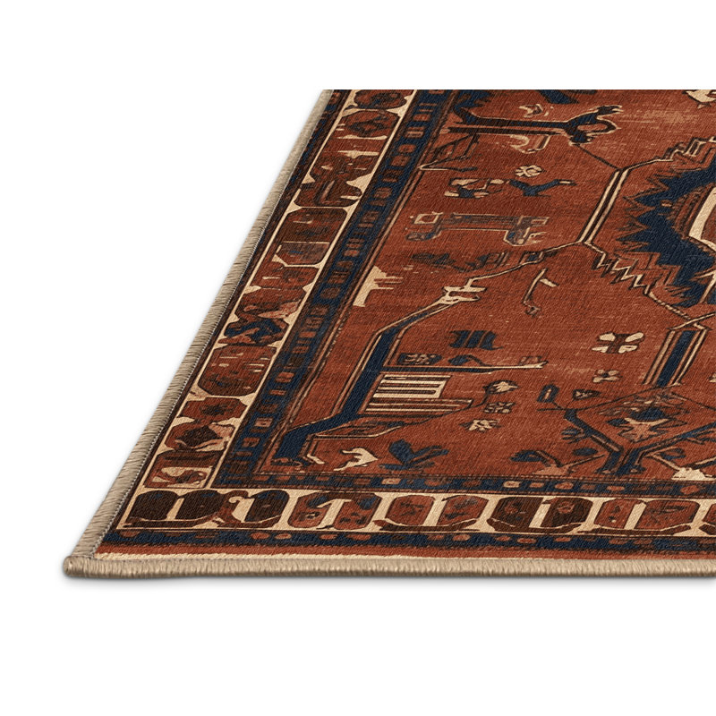 Tapis brun lavable à la machine, Rond 7 pi